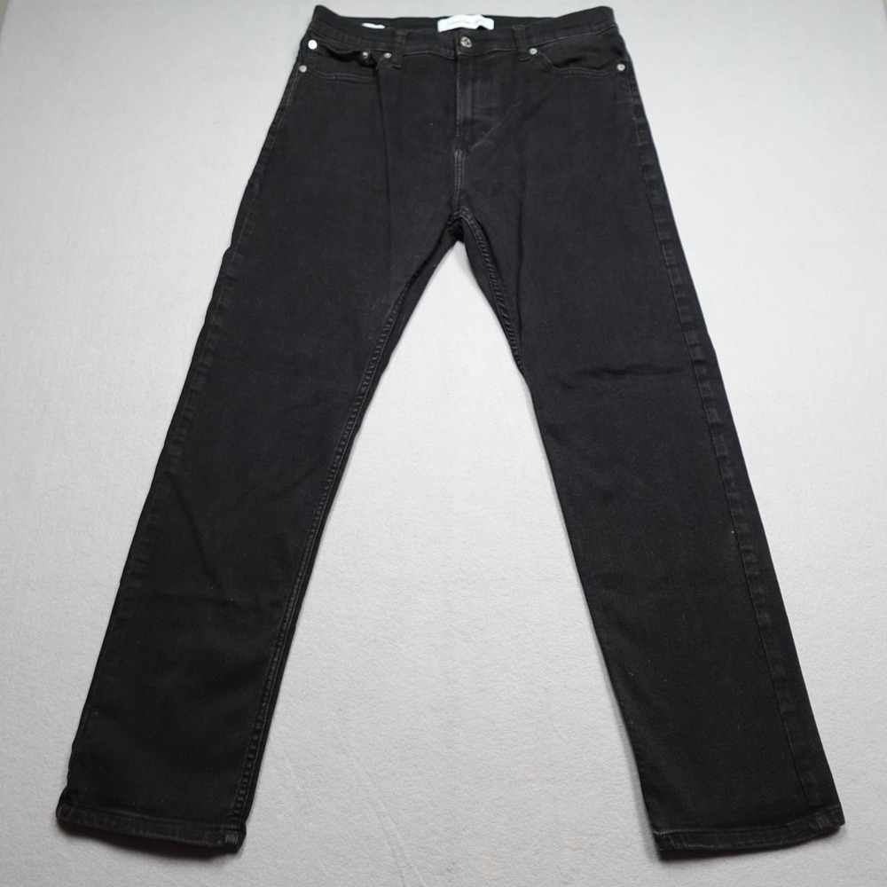 Calvin Klein Jeans Mens 34x30 Black Slim Straight Fit Denim Cotton Blend 40731IR